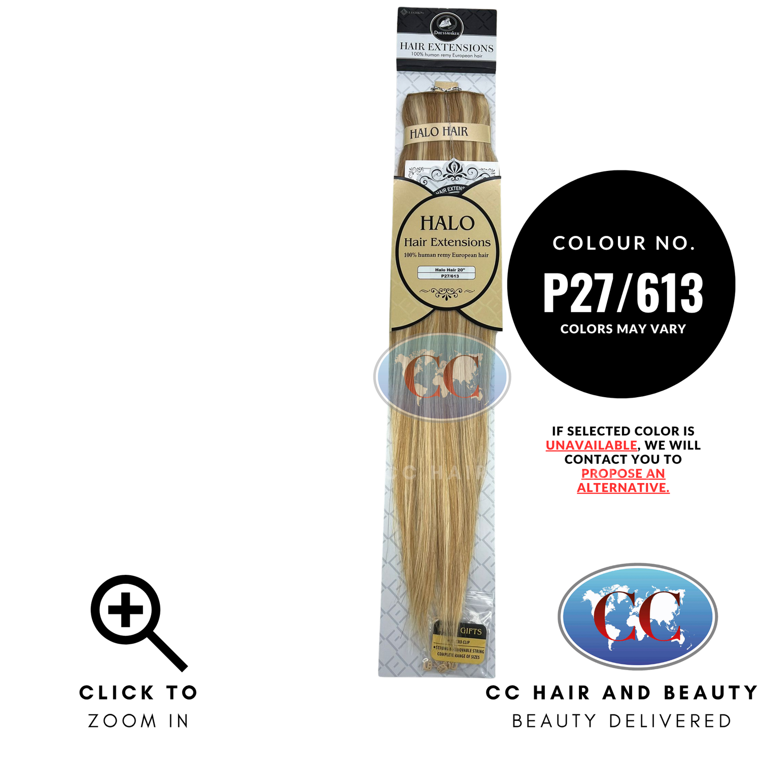 Dressmaker Halo 100% Human Remy European Hair Extensions Toper 20"- P27/613