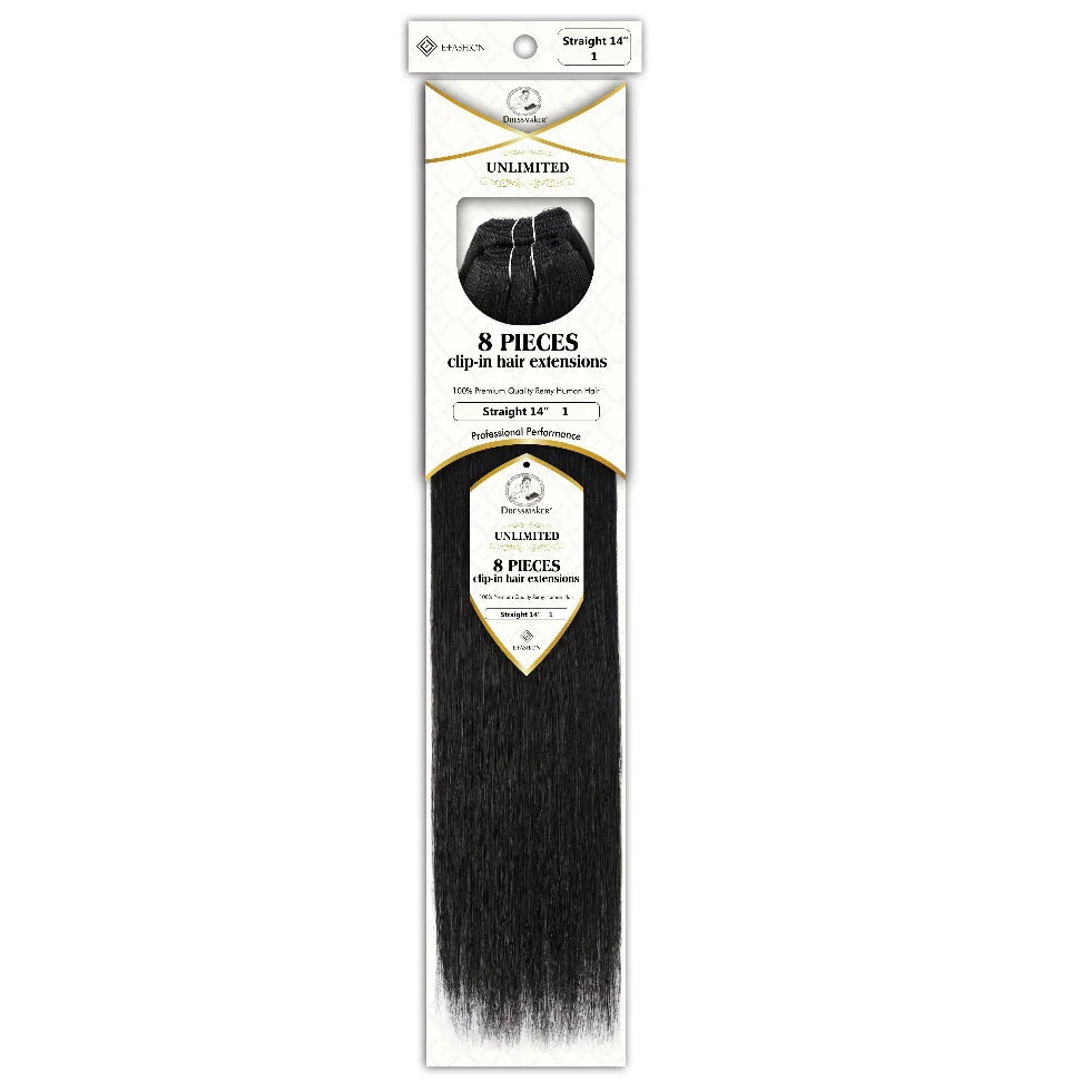 Dressmaker Unlimited 8 pcs Clip in Human Hair Extension 14, 18 & 22" - Straight