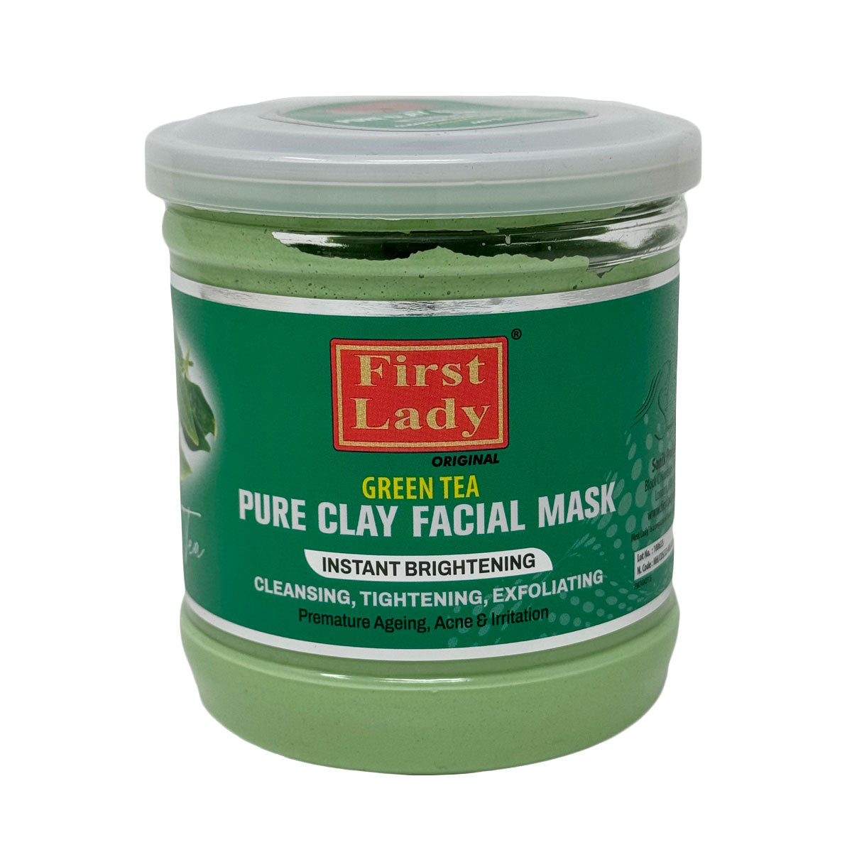 First Lady Pure Clay Facial Mask Instant Brightening Cleansing, Tightening,Exfoliating 15.52oz