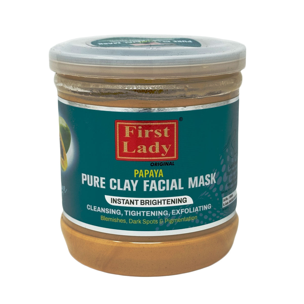 First Lady Pure Clay Facial Mask Instant Brightening Cleansing, Tightening,Exfoliating 15.52oz