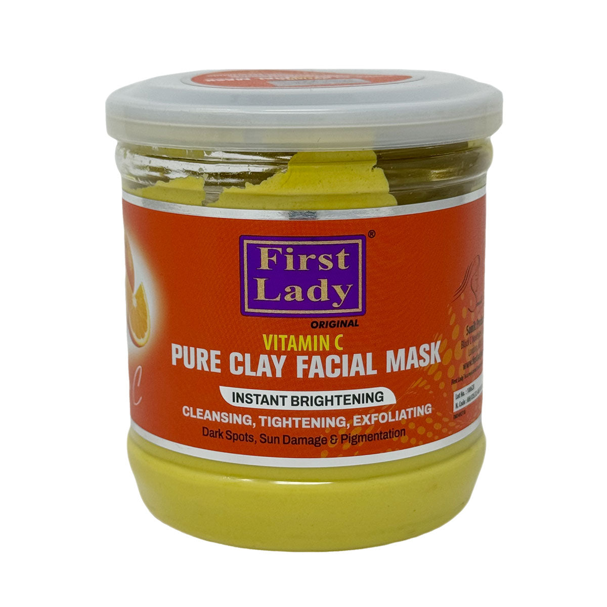 First Lady Pure Clay Facial Mask Instant Brightening Cleansing, Tightening,Exfoliating 15.52oz