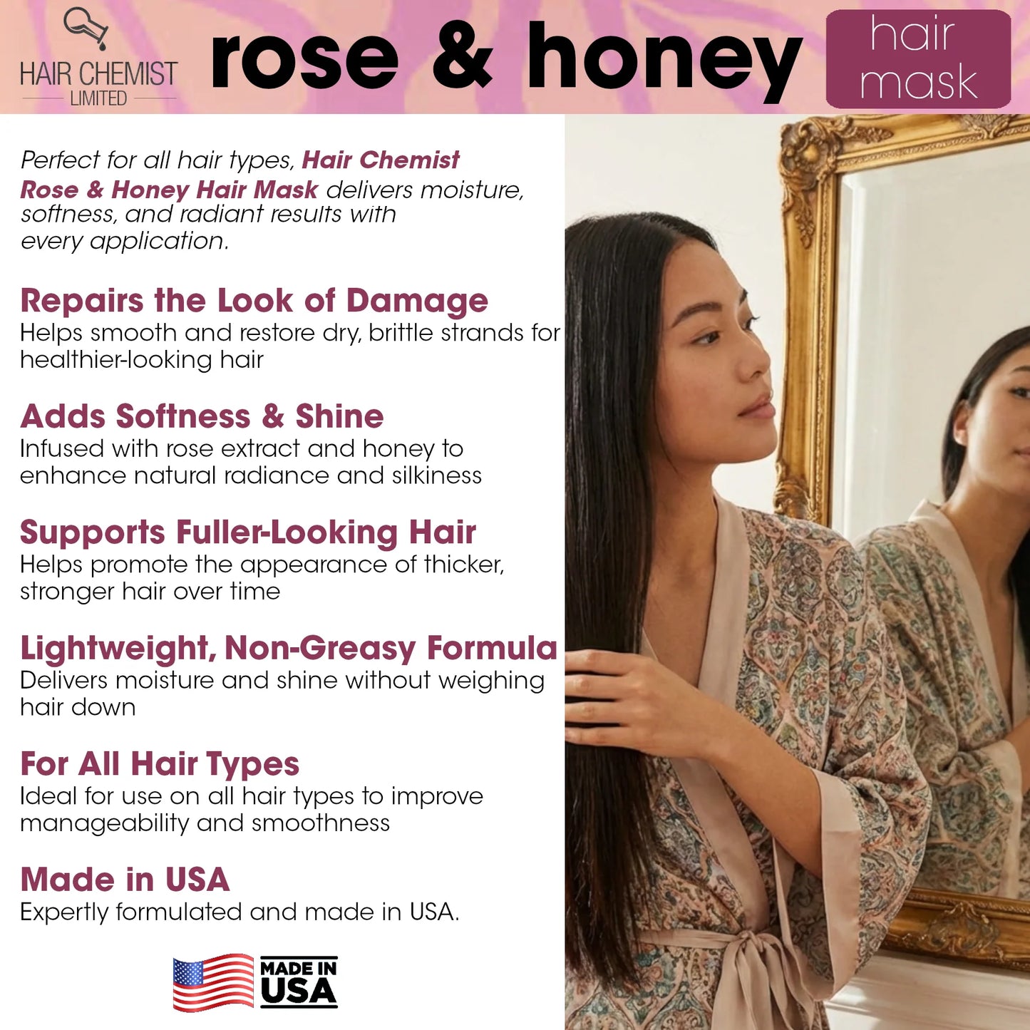Hair Chemist Rose & Honey Leave in Spray 8 oz.