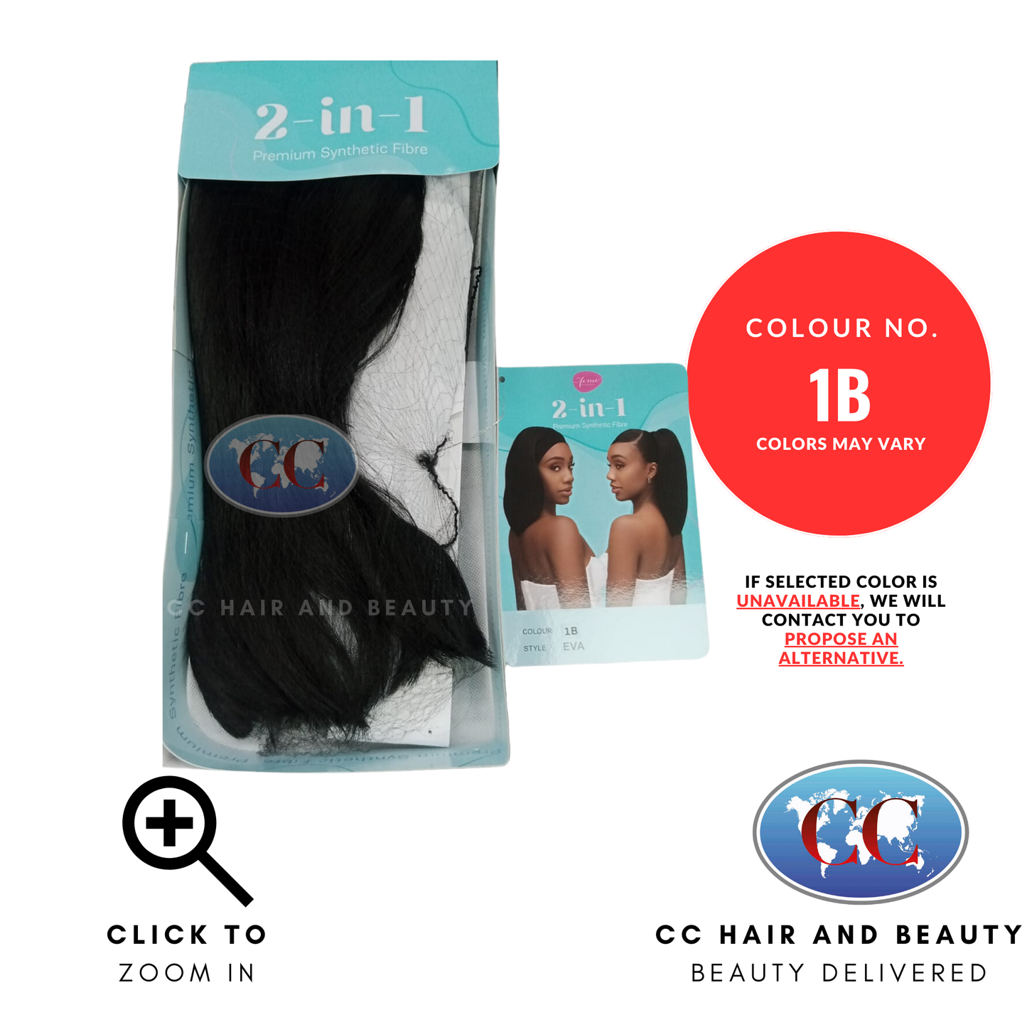 Feme 2-in-1 Synthetic Half Wig and Ponytail - Eva-Colour 1B