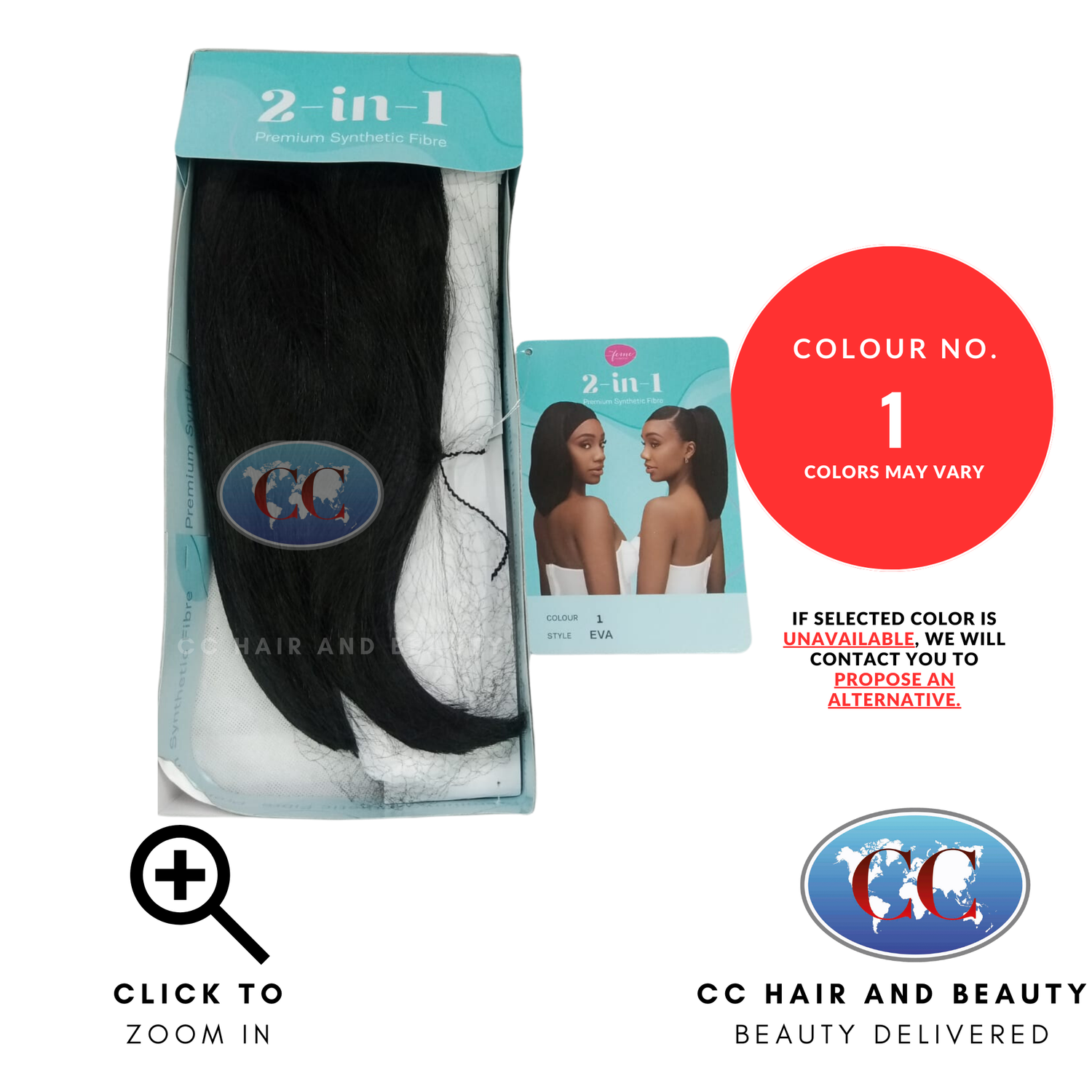 Feme 2-in-1 Synthetic Half Wig and Ponytail - Eva-Colour 1
