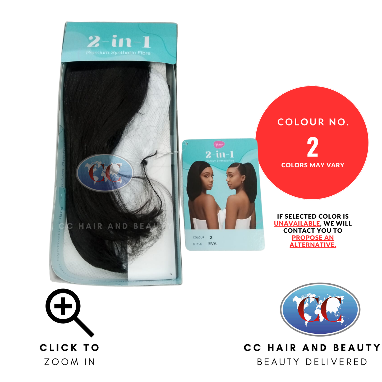 Feme 2-in-1 Synthetic Half Wig and Ponytail - Eva-Colour 2