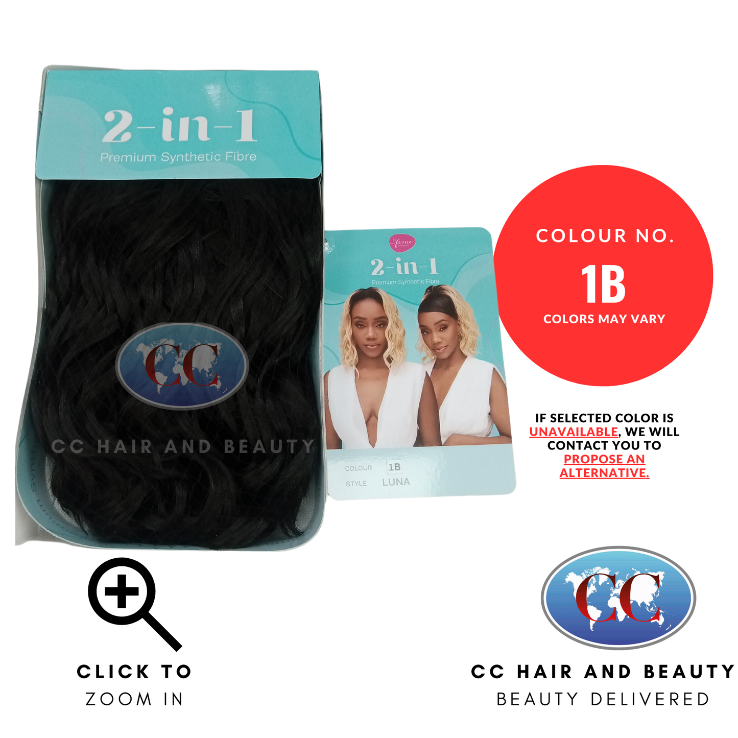Feme 2-in-1 Synthetic Half Wig and Ponytail - Luna- Colour 1B