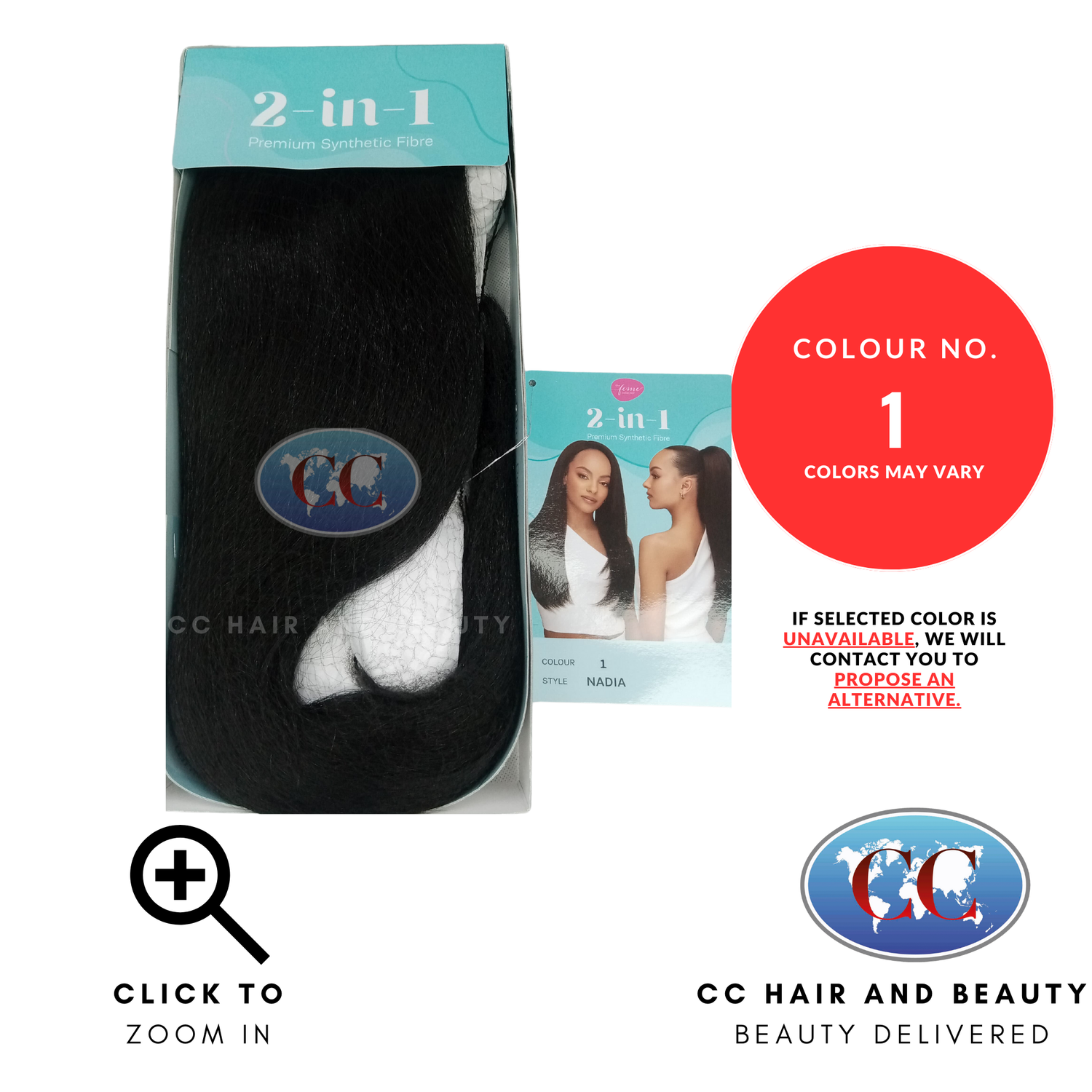 Feme 2-in-1 Synthetic Half Wig and Ponytail - Nadia-Colour 1