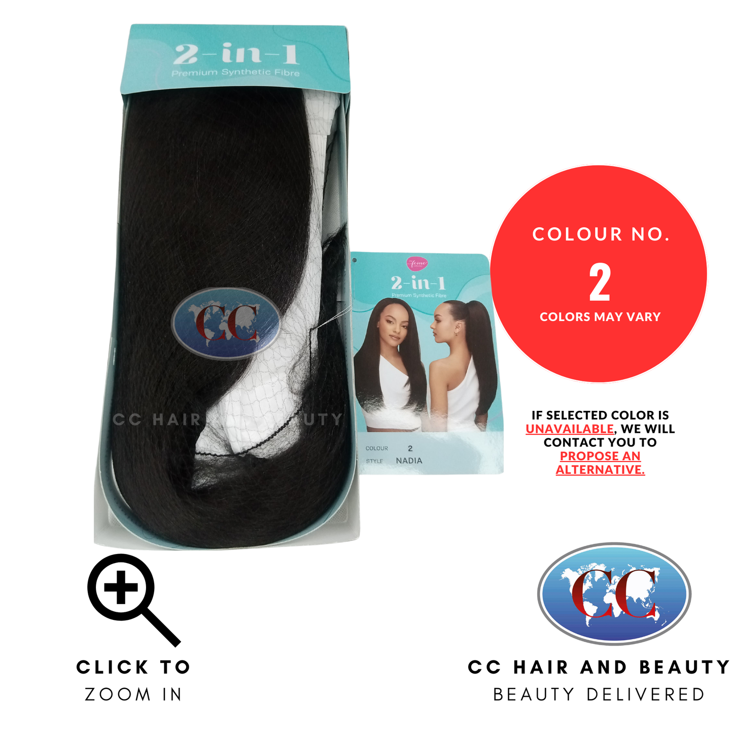 Feme 2-in-1 Synthetic Half Wig and Ponytail - Nadia-Colour 2
