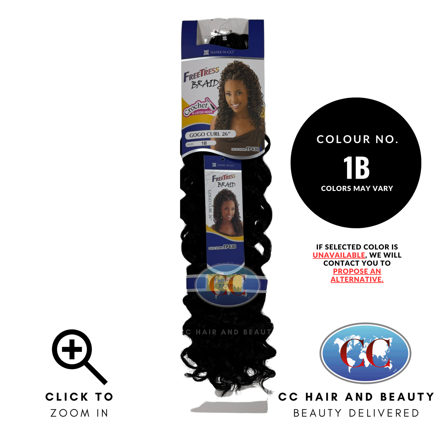 Freetress Bulk Braiding Hair - GoGo Curl 26"-colour 1B