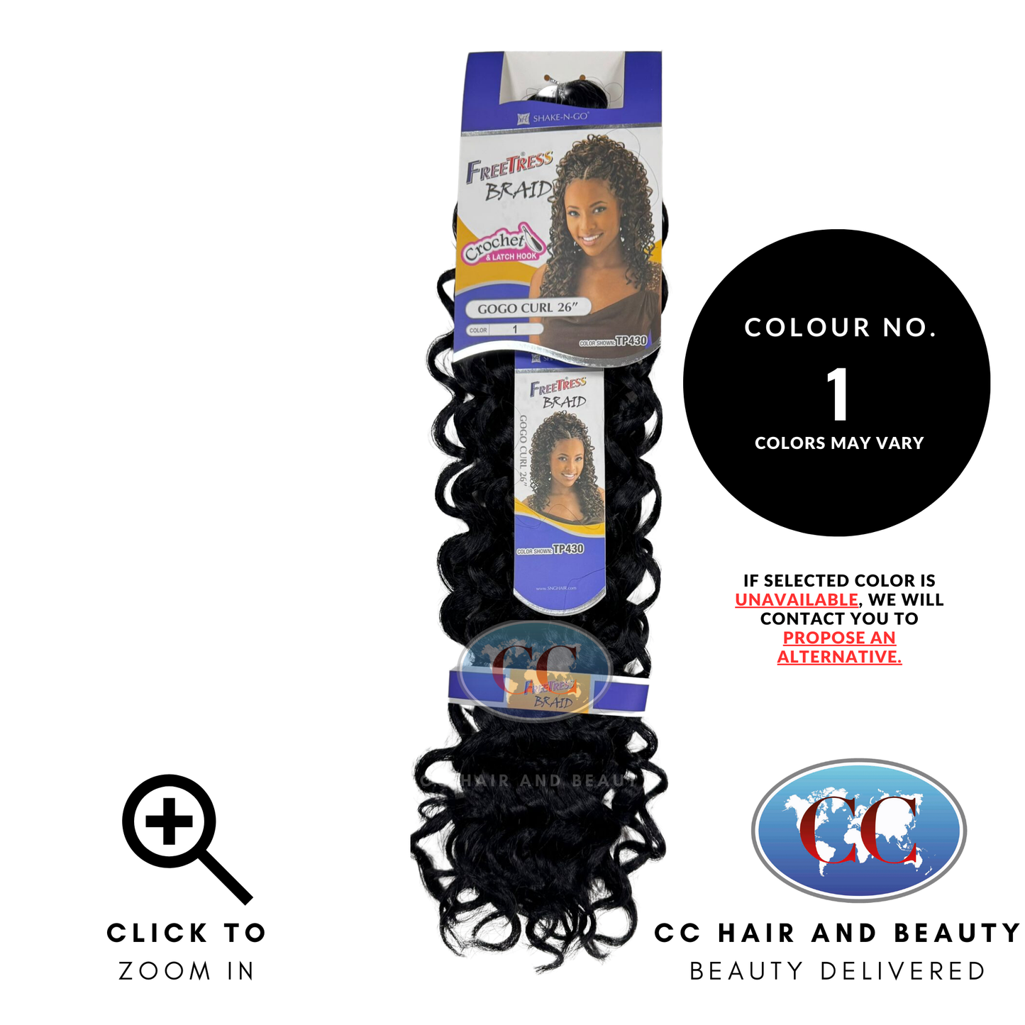 Freetress Bulk Braiding Hair - GoGo Curl 26"-colour 1