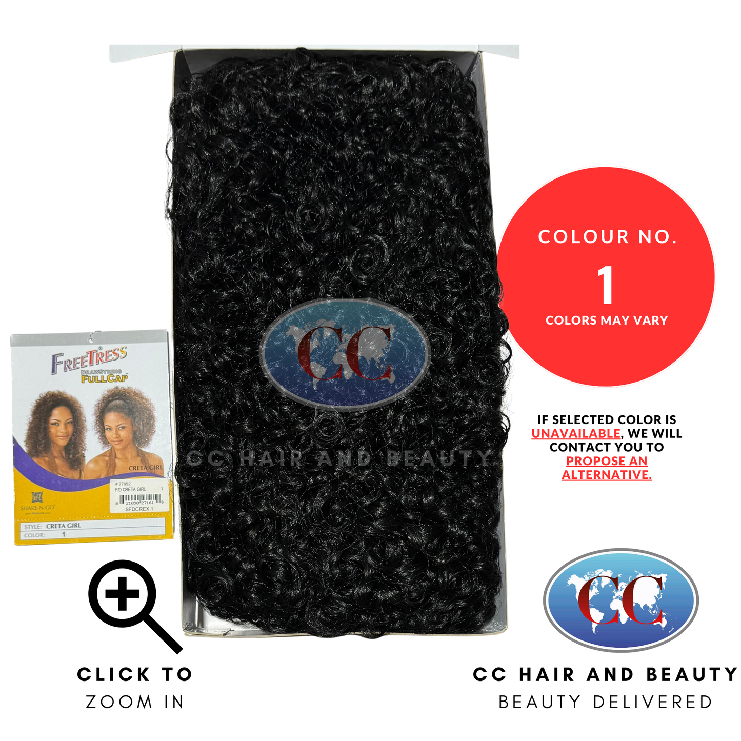 Freetress Synthetic Half Wig - Drawstring Fullcap - Creta Girl-Colour 1
