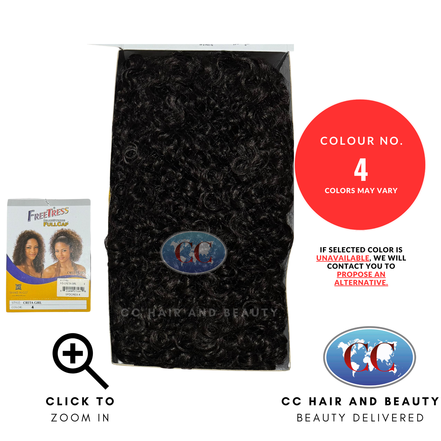 Freetress Synthetic Half Wig - Drawstring Fullcap - Creta Girl-Colour 4