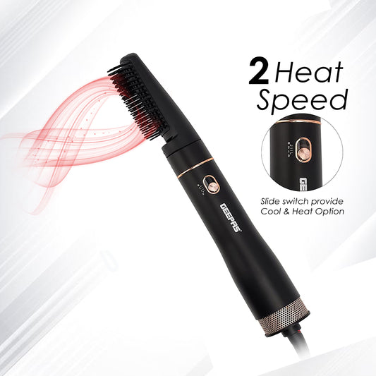 Hair Styler, Hot Air Volumizer Brush, Hair Dryer, Geepas Black 3-in-1