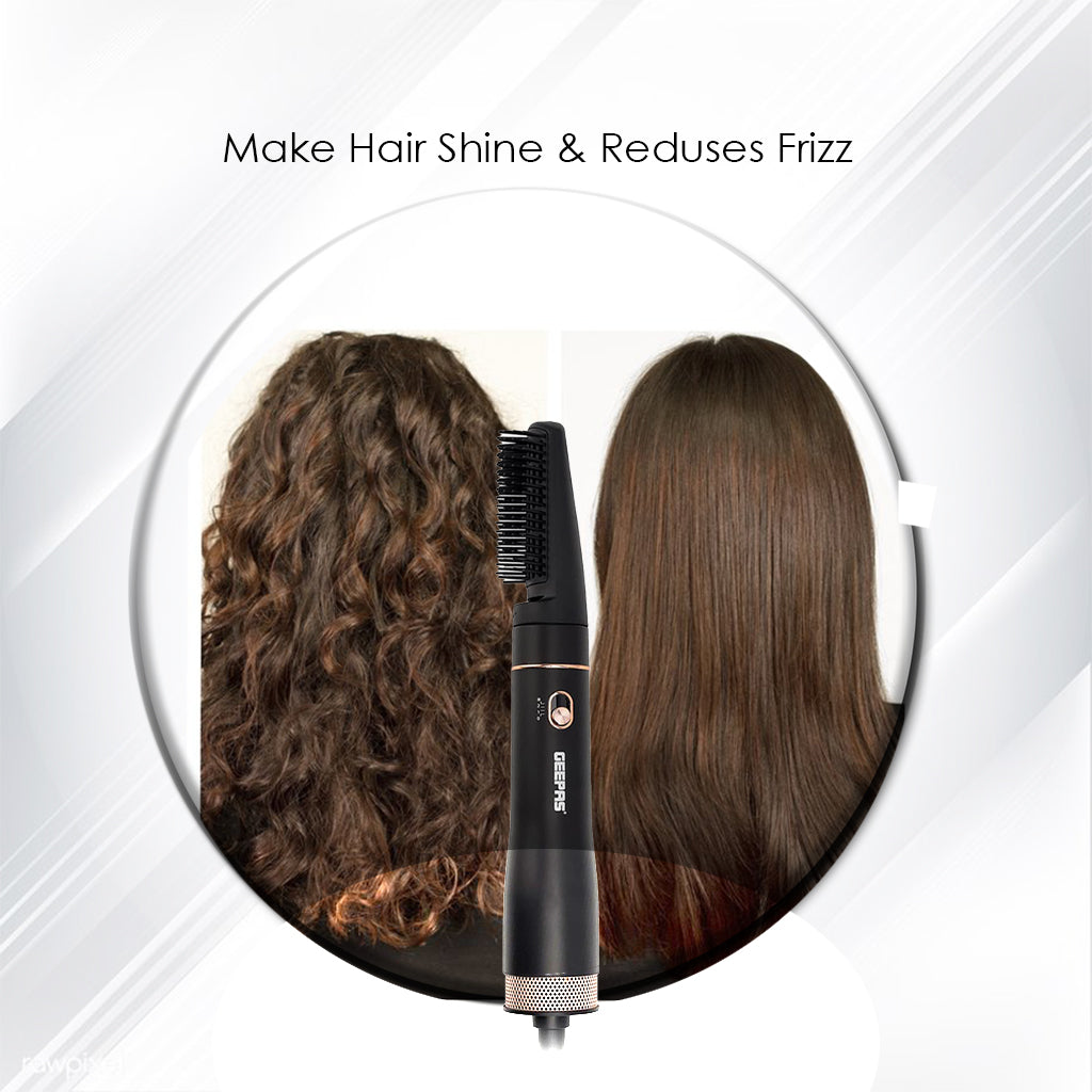 Hair Styler, Hot Air Volumizer Brush, Hair Dryer, Geepas Black 3-in-1