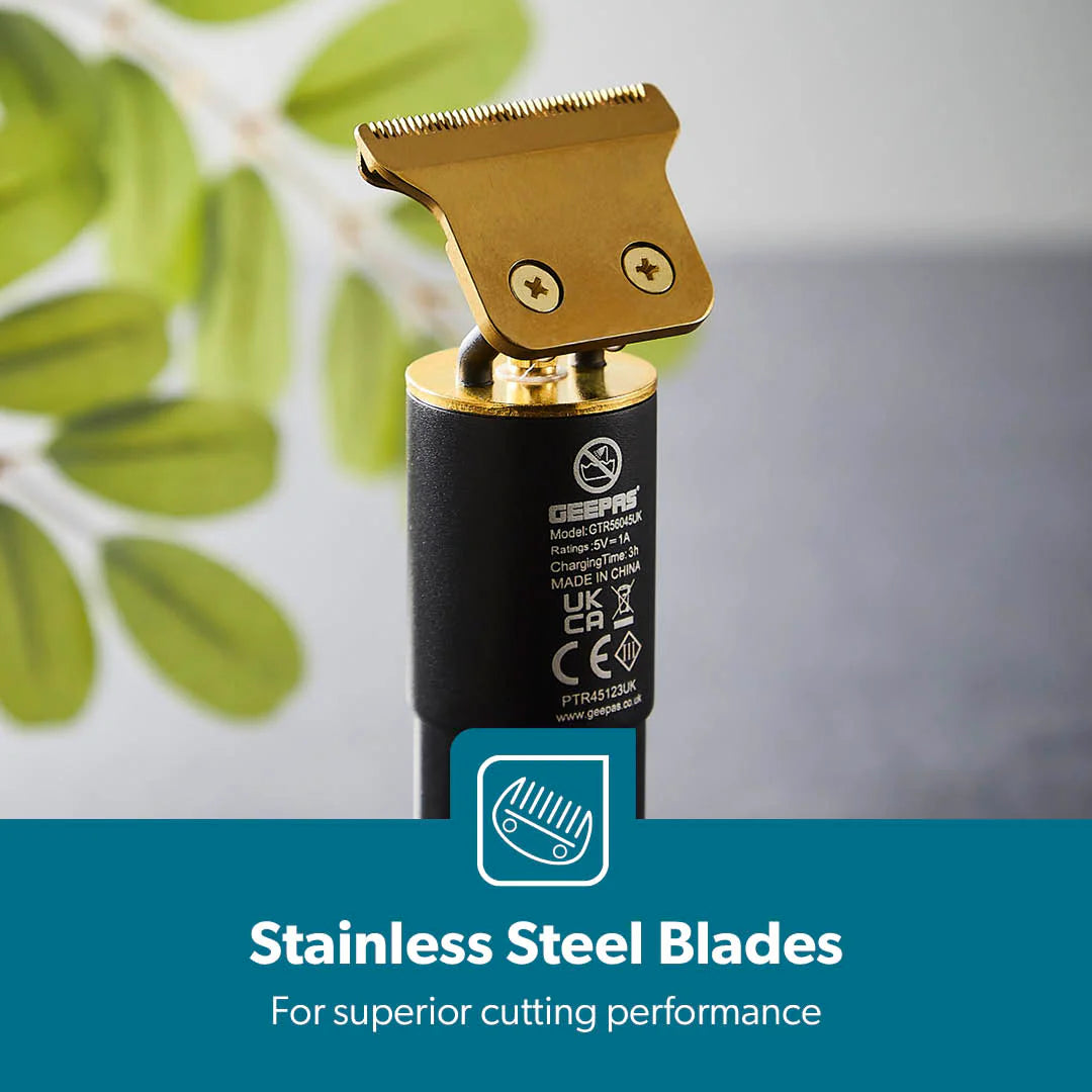 Geepas 3-In-1 Black and Gold Prestige Rechargeable Shaver