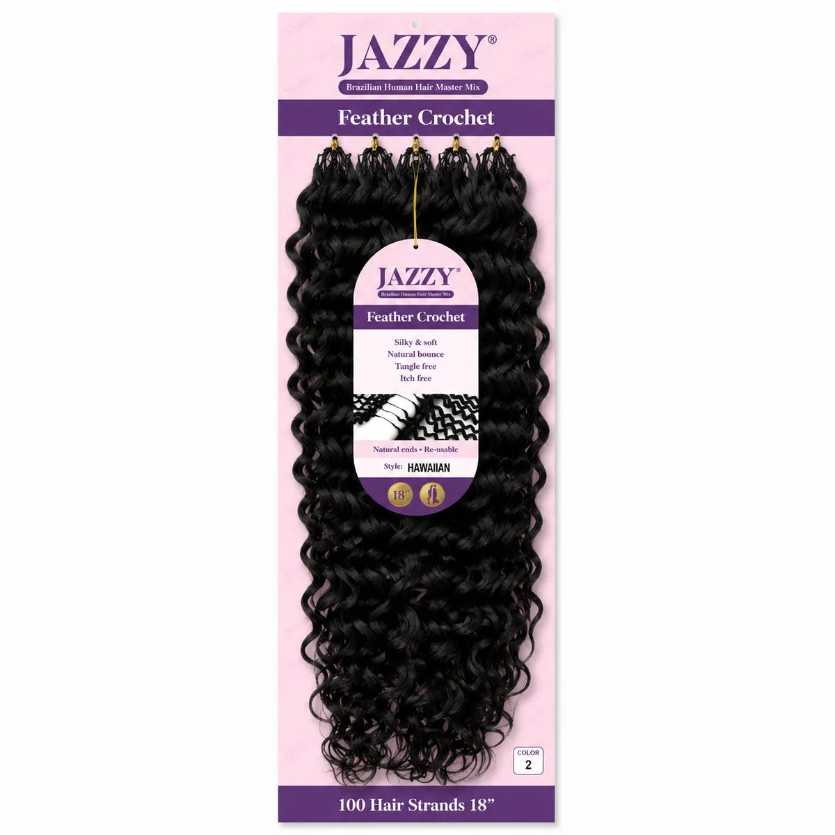JAZZY Feather Crochet Hair Brazilian Human Hair Blend Crochet - Hawaiian 18"