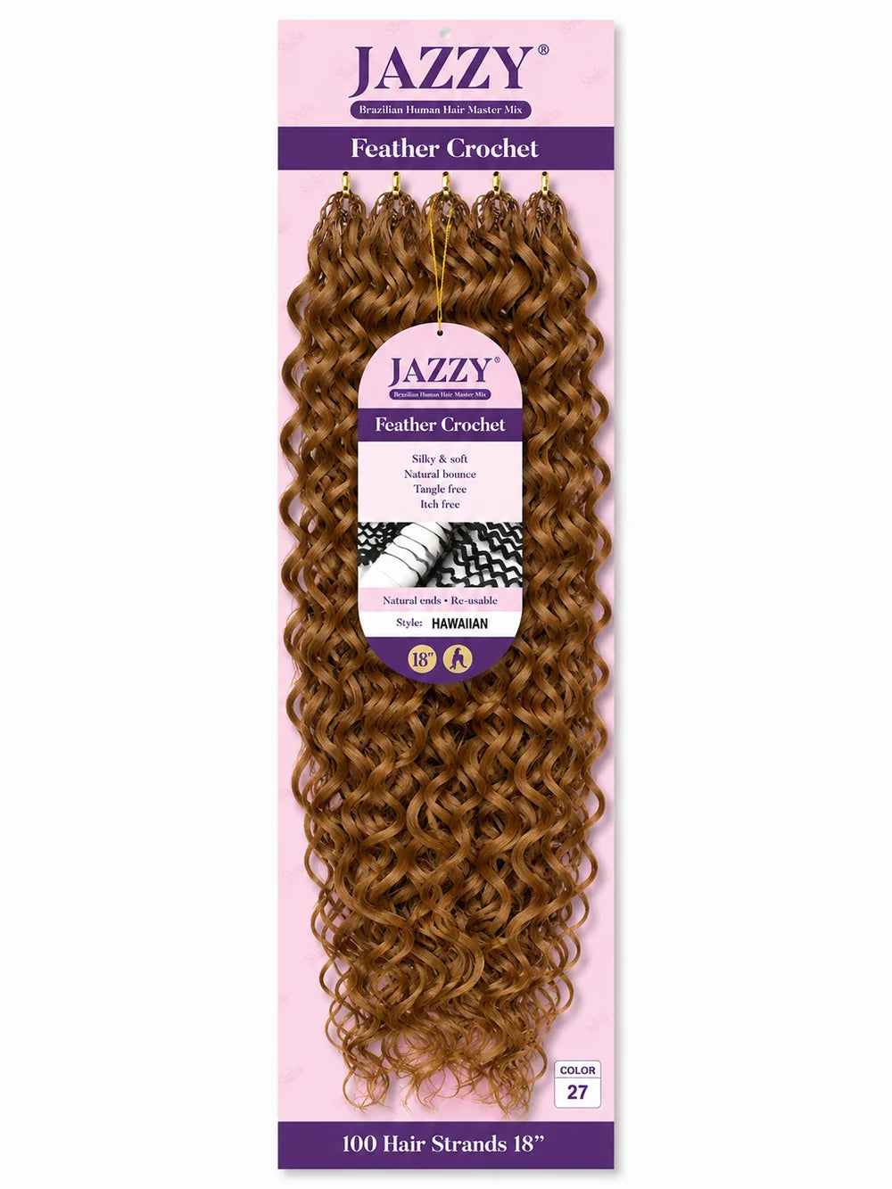 JAZZY Feather Crochet Hair Brazilian Human Hair Blend Crochet - Hawaiian 18"