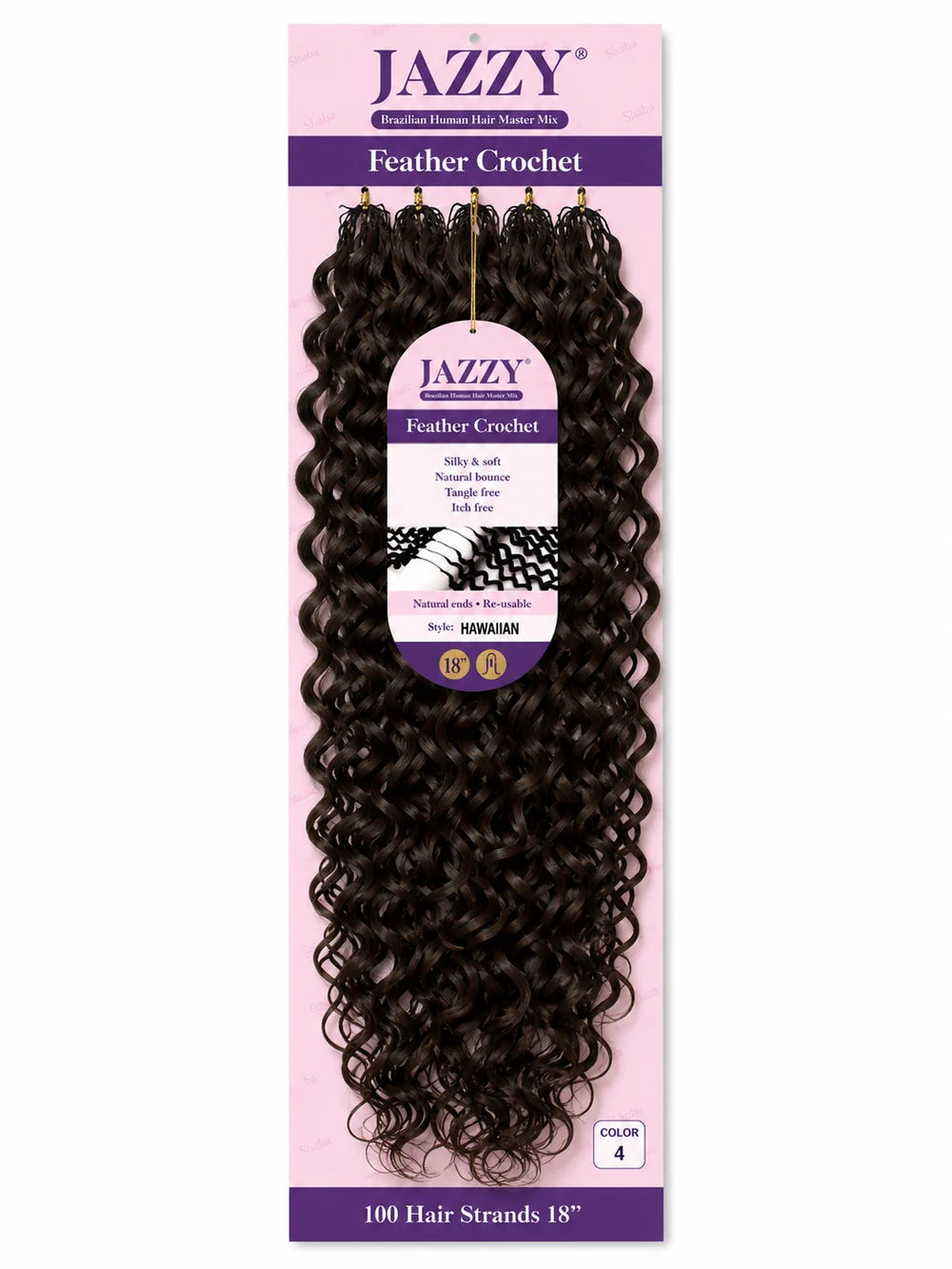 JAZZY Feather Crochet Hair Brazilian Human Hair Blend Crochet - Hawaiian 18"