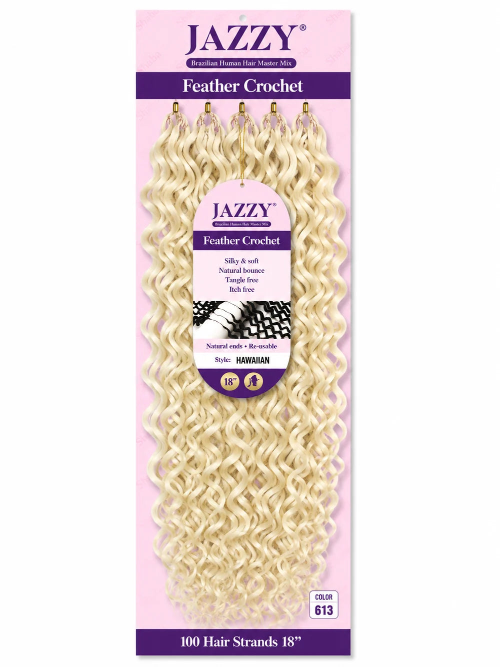 JAZZY Feather Crochet Hair Brazilian Human Hair Blend Crochet - Hawaiian 18"