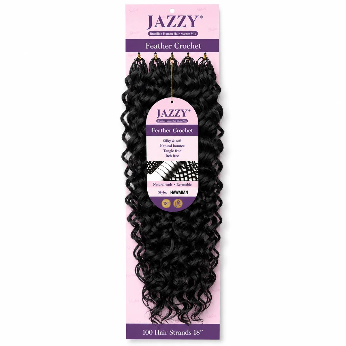 JAZZY Feather Crochet Hair Brazilian Human Hair Blend Crochet - Hawaiian 18"