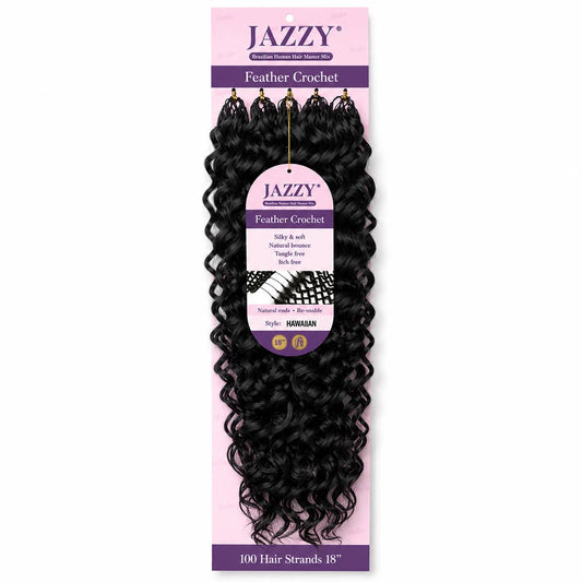 JAZZY Feather Crochet Hair Brazilian Human Hair Blend Crochet - Hawaiian 18"
