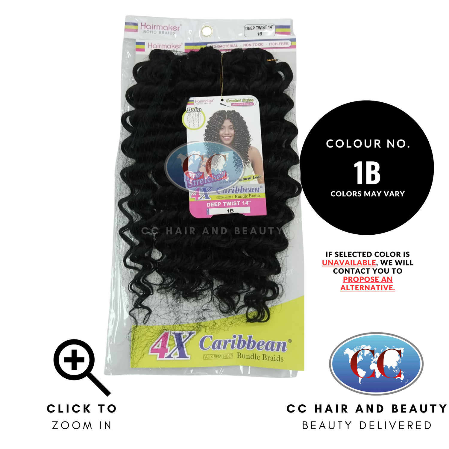 Hair Maker Boho Braids 4x Caribbean Bundle Braids Deep Twist 14"-Color-1B