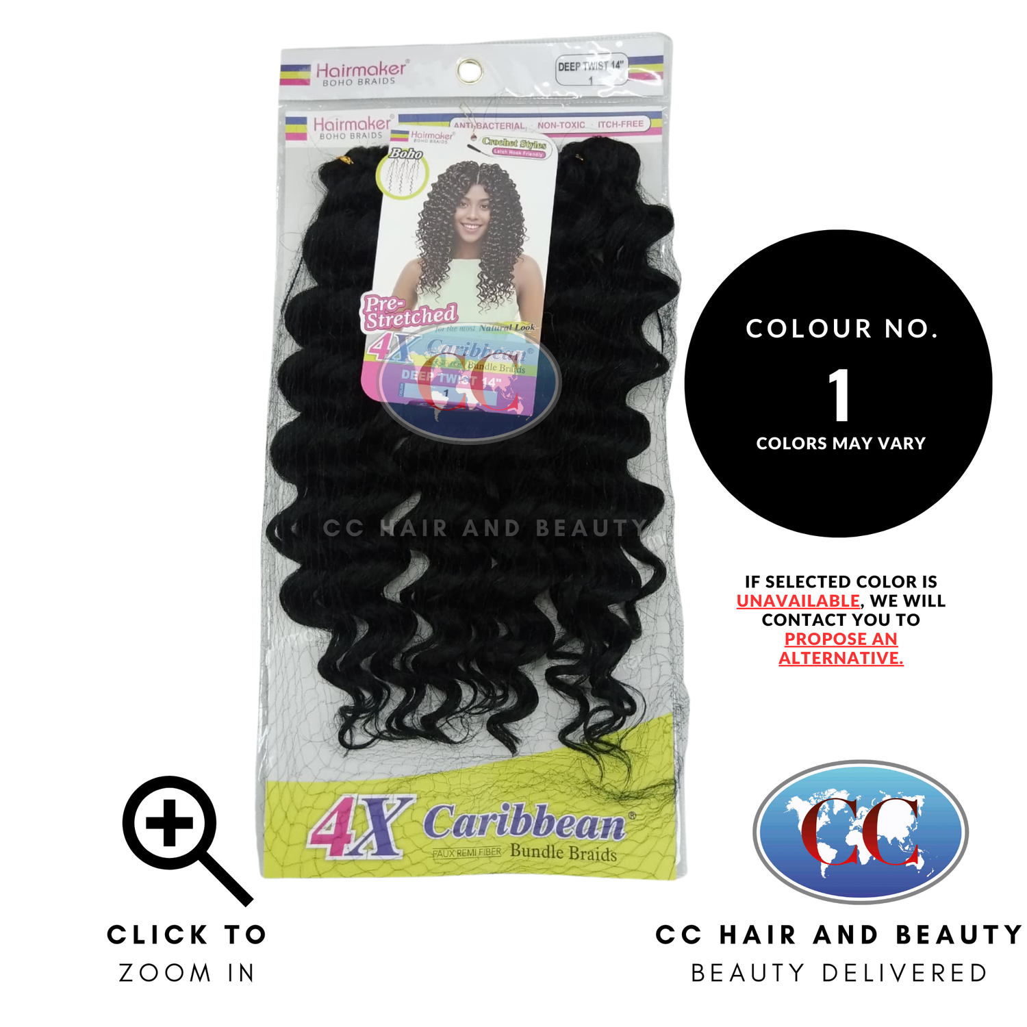 Hair Maker Boho Braids 4x Caribbean Bundle Braids Deep Twist 14"-Color-1