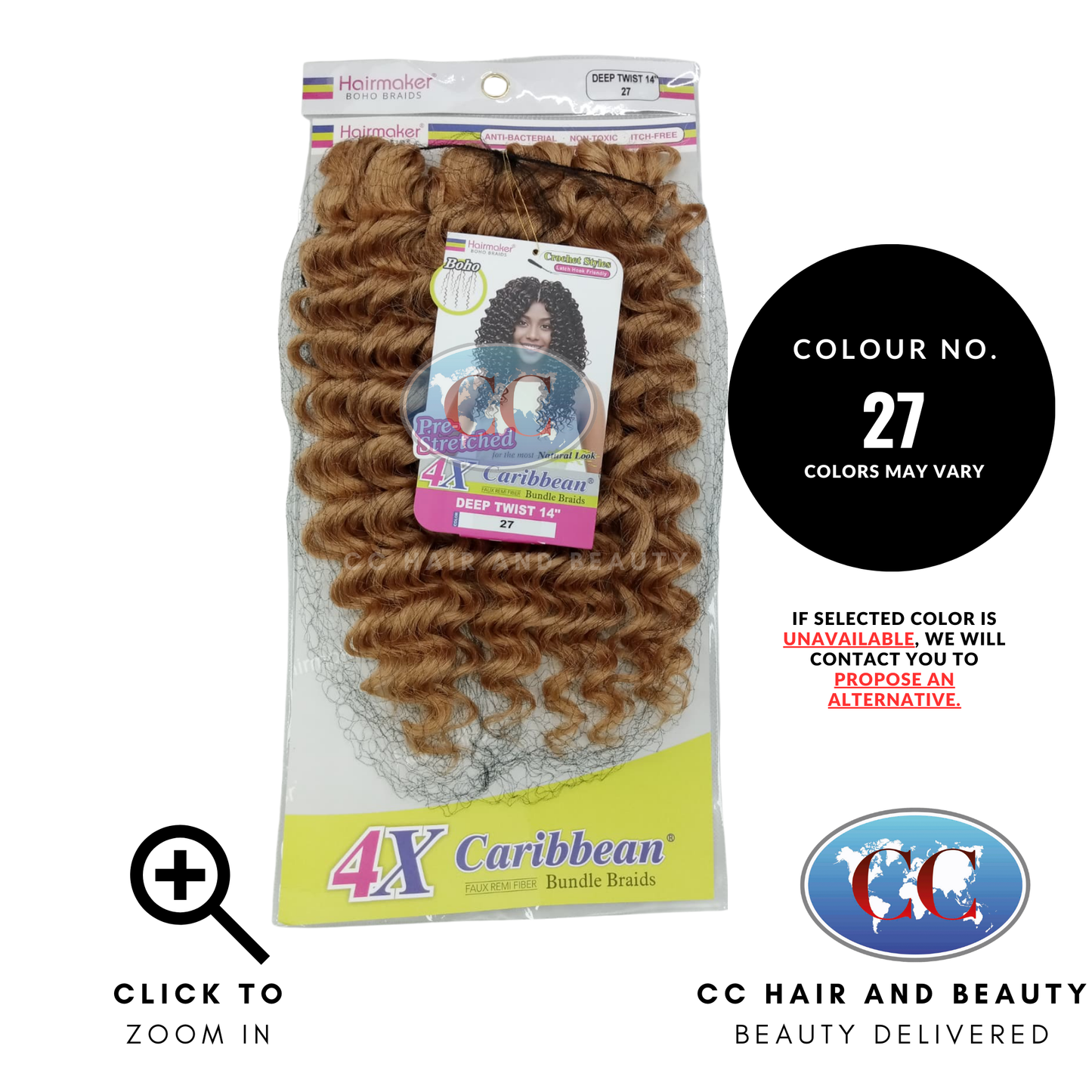 Hair Maker Boho Braids 4x Caribbean Bundle Braids Deep Twist 14"-Color-27