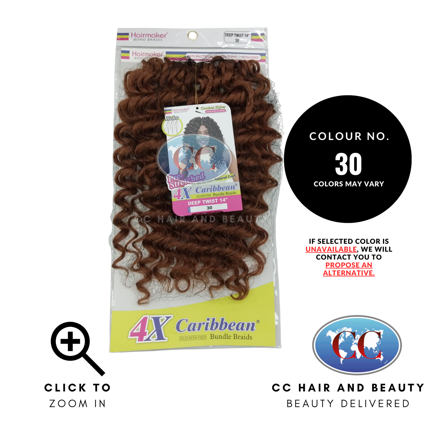 Hair Maker Boho Braids 4x Caribbean Bundle Braids Deep Twist 14"-Color-30