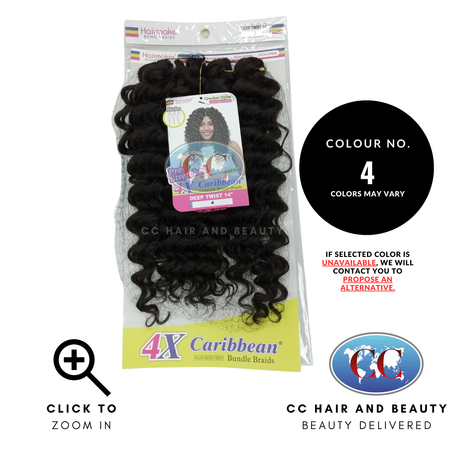 Hair Maker Boho Braids 4x Caribbean Bundle Braids Deep Twist 14"-Color-4