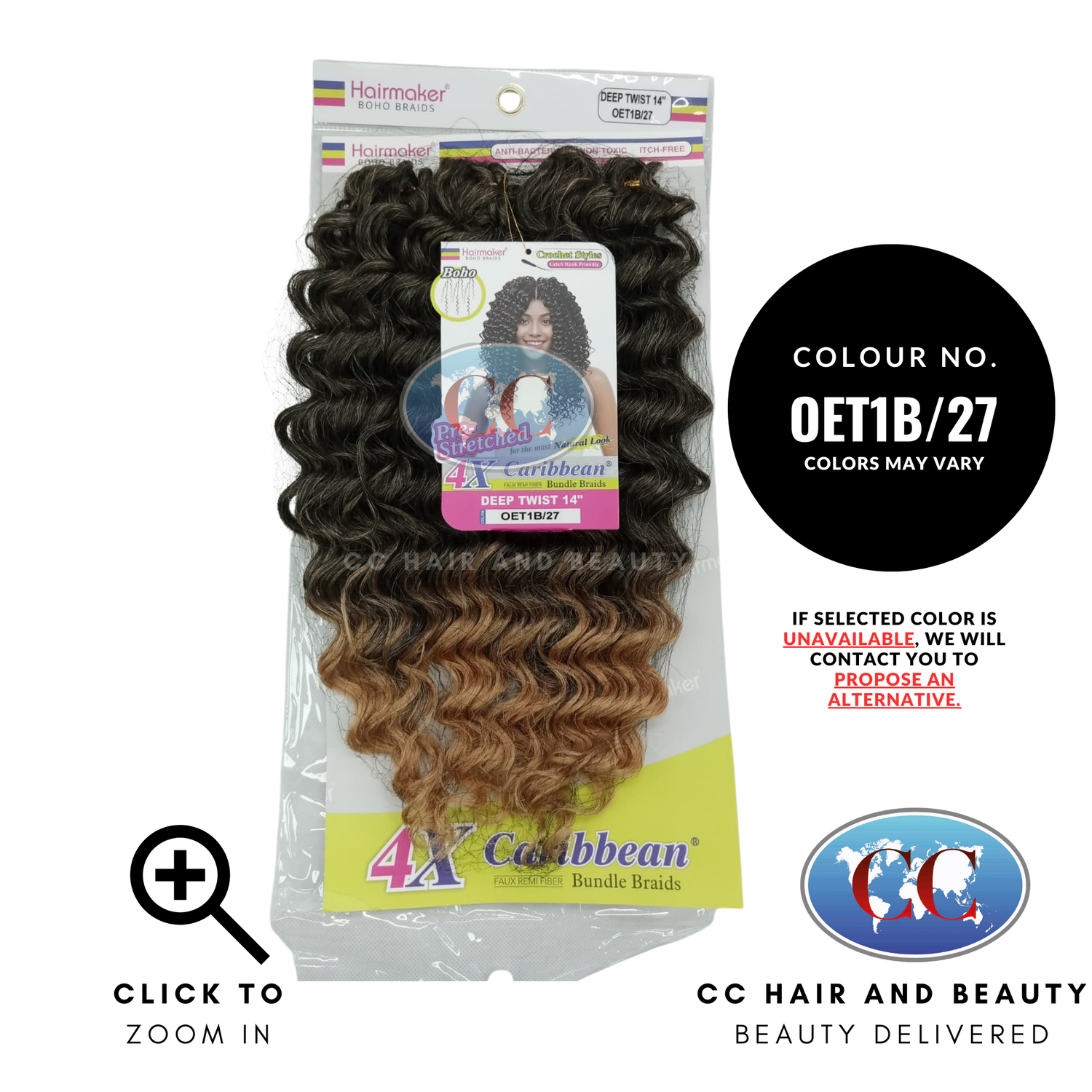 Hair Maker Boho Braids 4x Caribbean Bundle Braids Deep Twist 14"-Color-OET1B/27