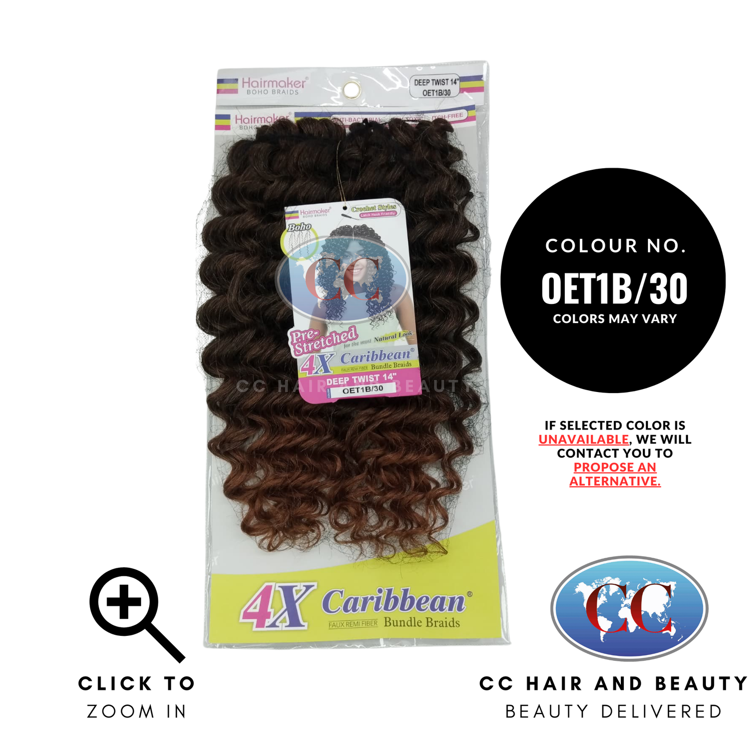 Hair Maker Boho Braids 4x Caribbean Bundle Braids Deep Twist 14"-Color-OET1B/30