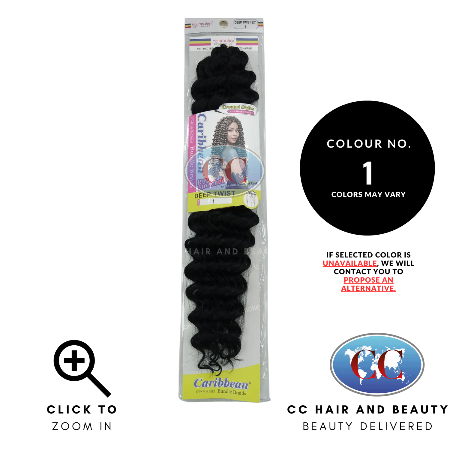 Hair Maker Boho Braids Crochet Styles Caribbean  Pre-Stretched Deep Twist 22"-Color-1