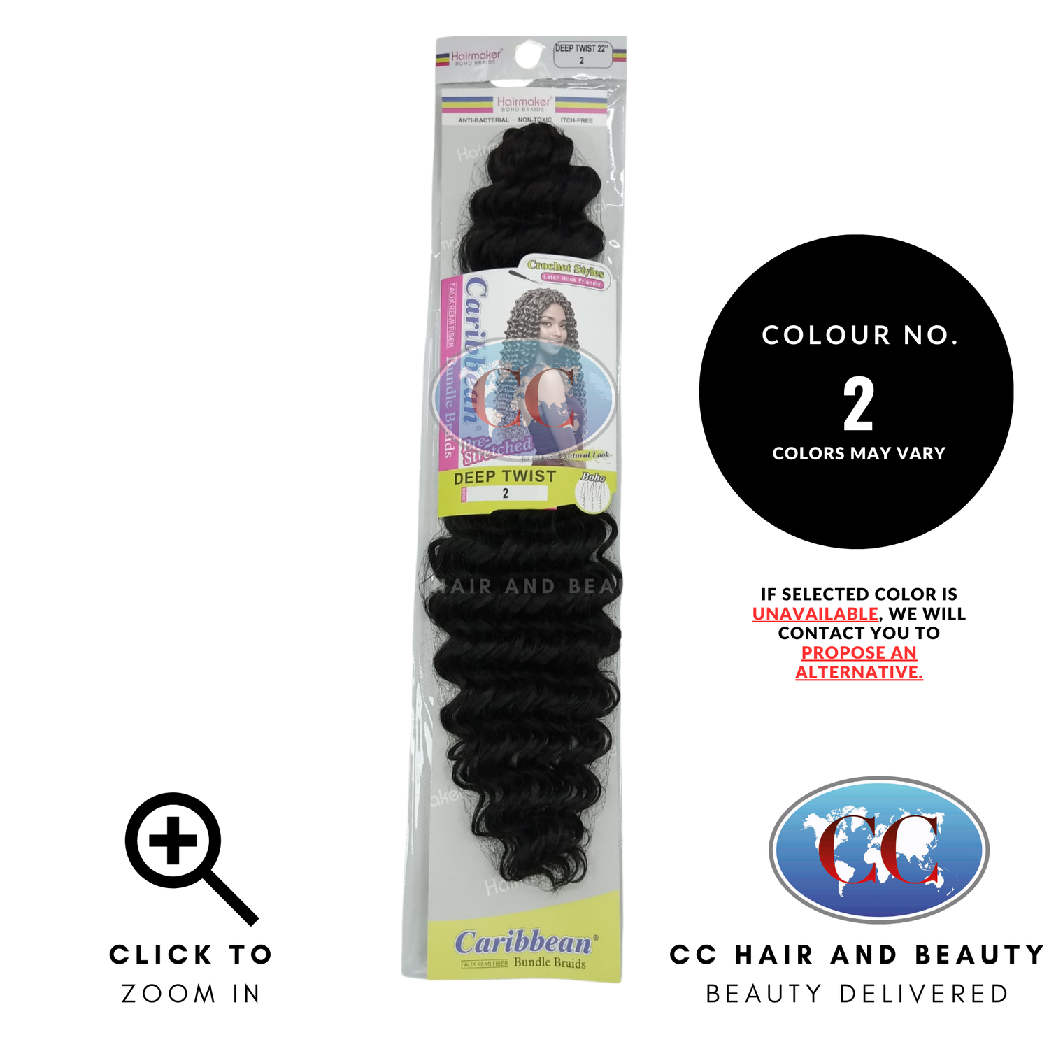 Hair Maker Boho Braids Crochet Styles Caribbean  Pre-Stretched Deep Twist 22"-Color-2