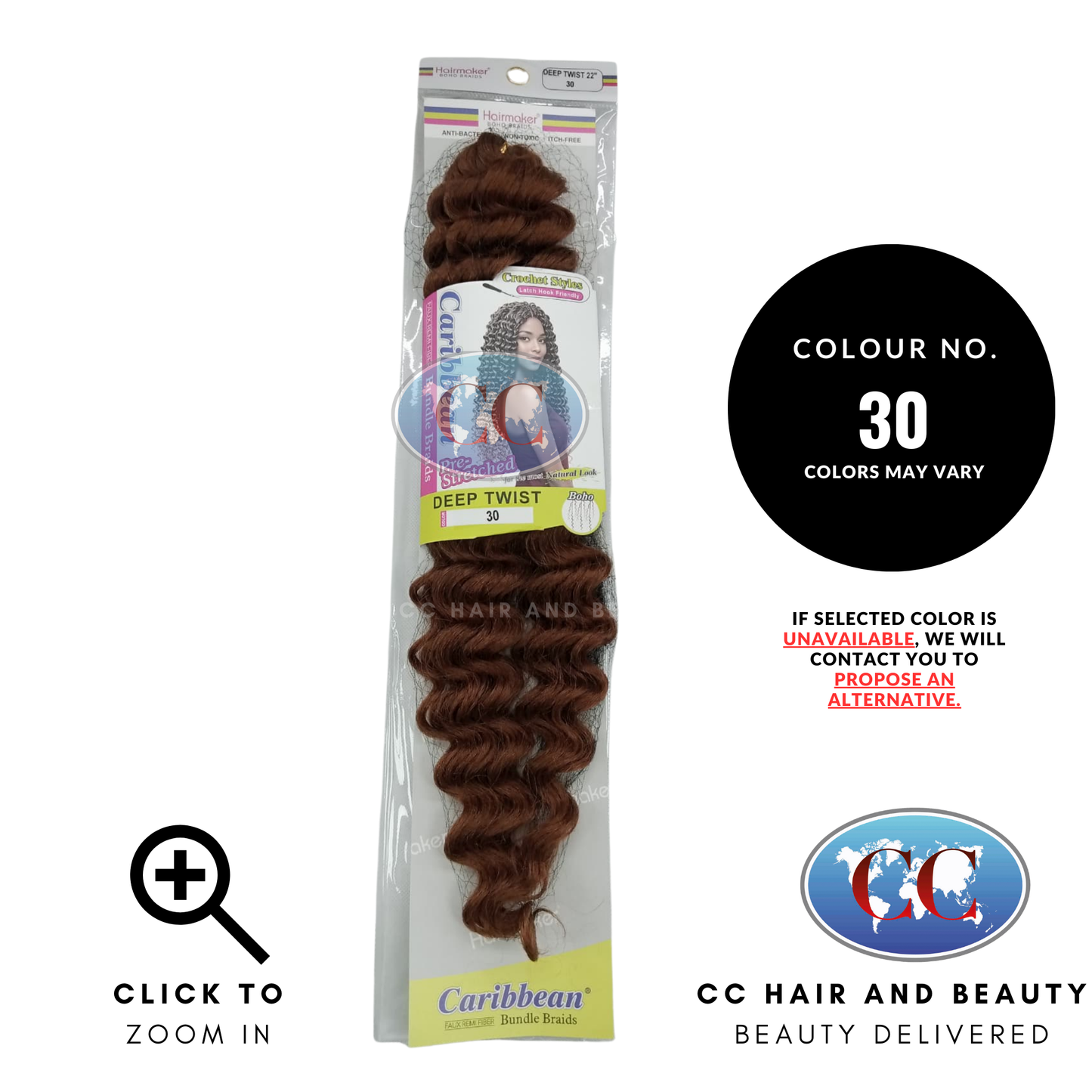 Hair Maker Boho Braids Crochet Styles Caribbean  Pre-Stretched Deep Twist 22"-Color-30