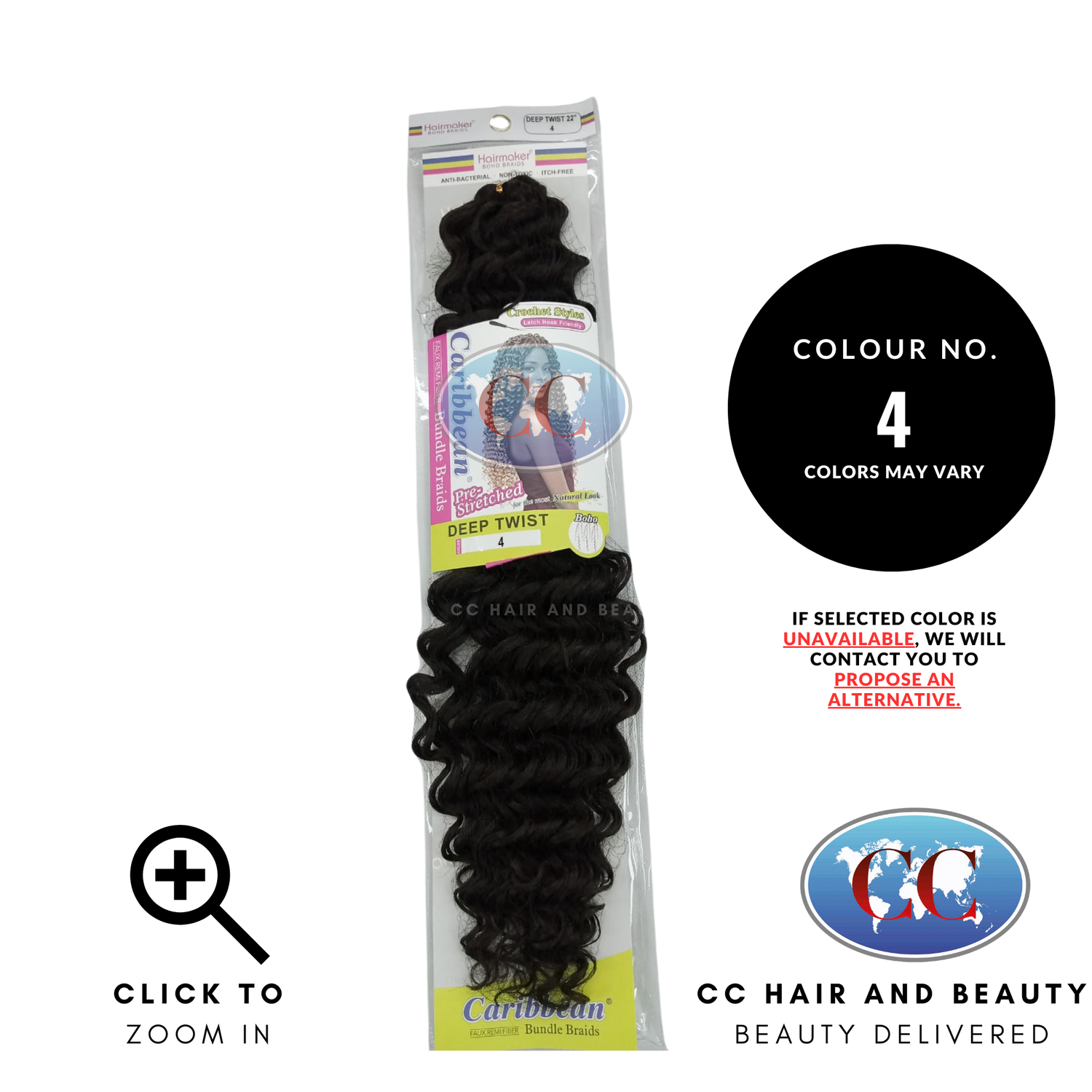 Hair Maker Boho Braids Crochet Styles Caribbean  Pre-Stretched Deep Twist 22"-Color-4