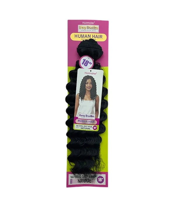 Hairmaker Brazilian Human Hair Premium Blend Natural Deep Wave Weave