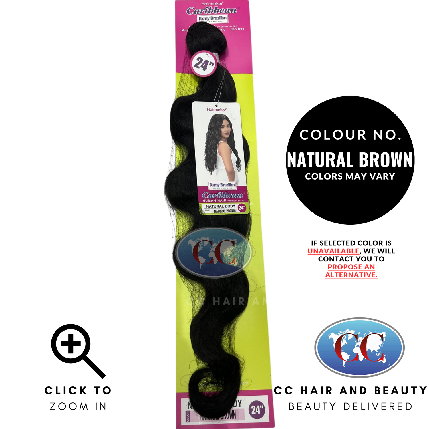 Hairmaker Brazilian Human Hair Premium Blend Natural Body Weave 24"- NATURAL BROWN