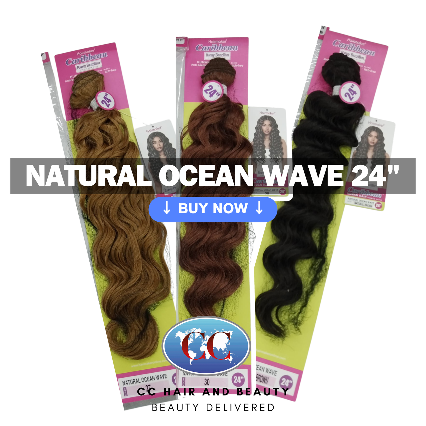 Human Hair Premium Blend-NATURAL OCEAN WAVE 24"