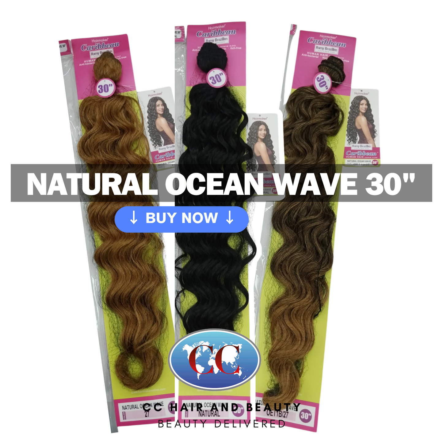 Human Hair Premium Blend-NATURAL OCEAN WAVE 30"