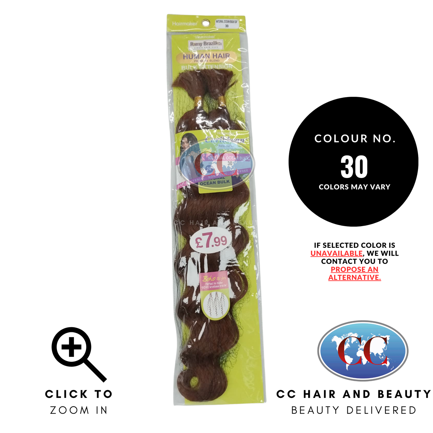 Human Hair Premium Blend-NATURAL OCEAN BULK 24"-Color-30