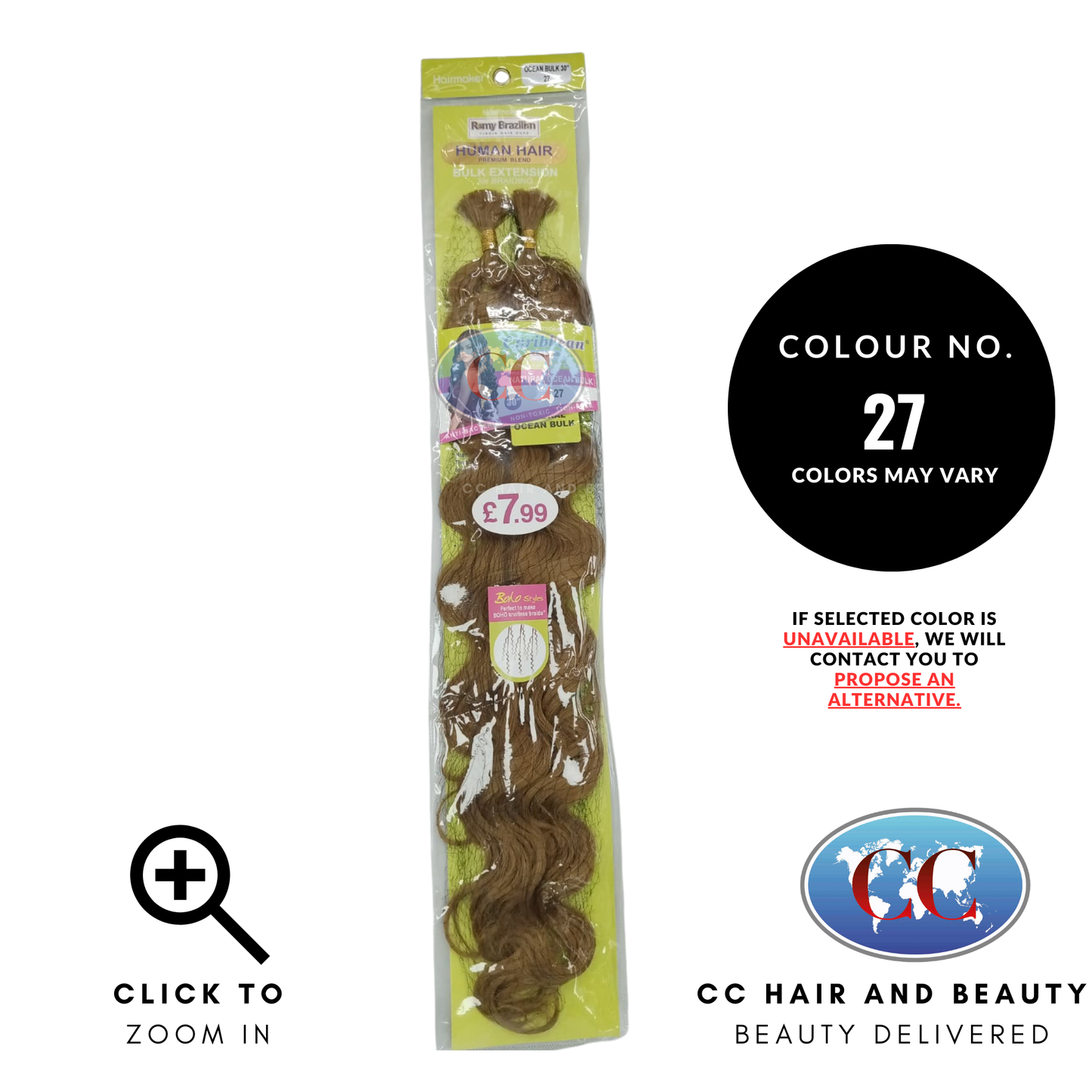 Human Hair Premium Blend-NATURAL OCEAN BULK 30"-Color-27