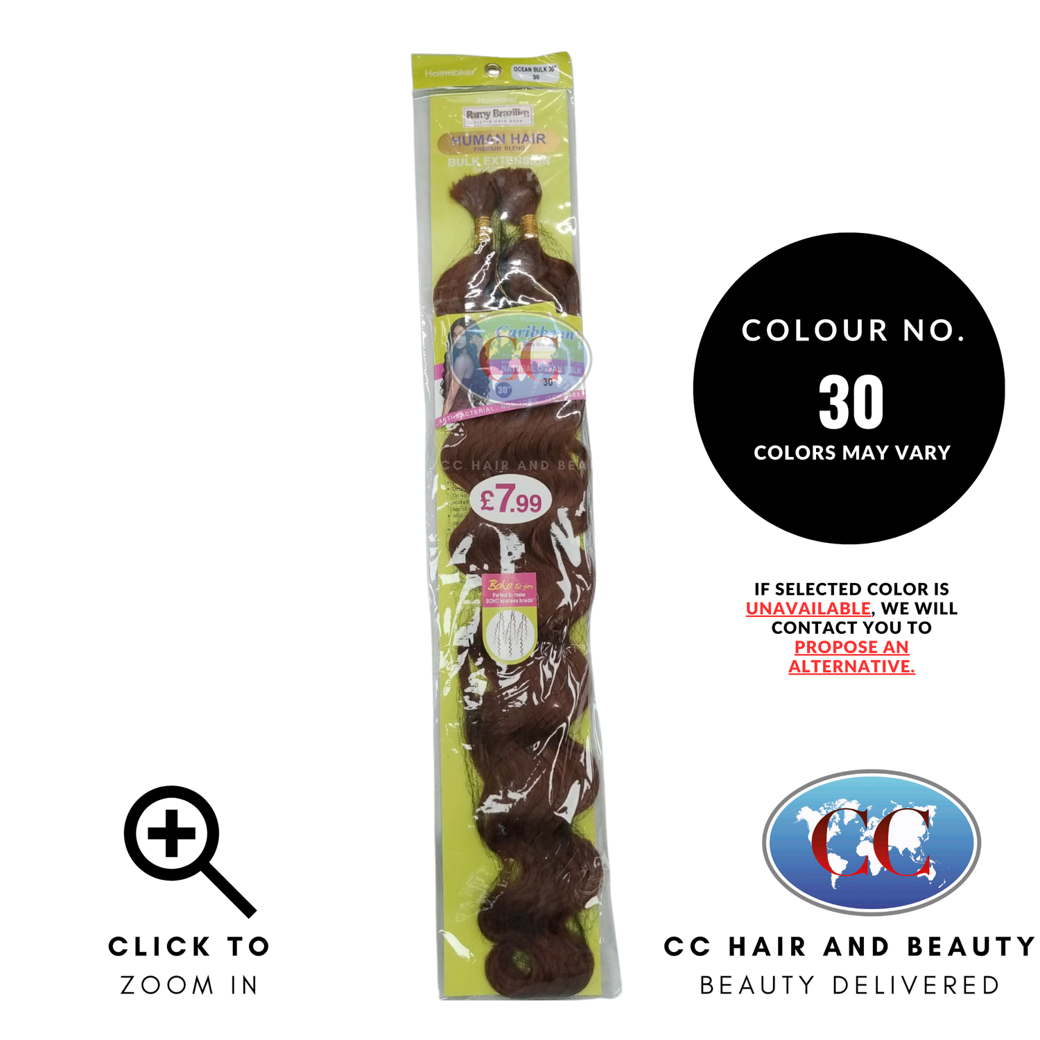 Human Hair Premium Blend-NATURAL OCEAN BULK 30"-Color-30