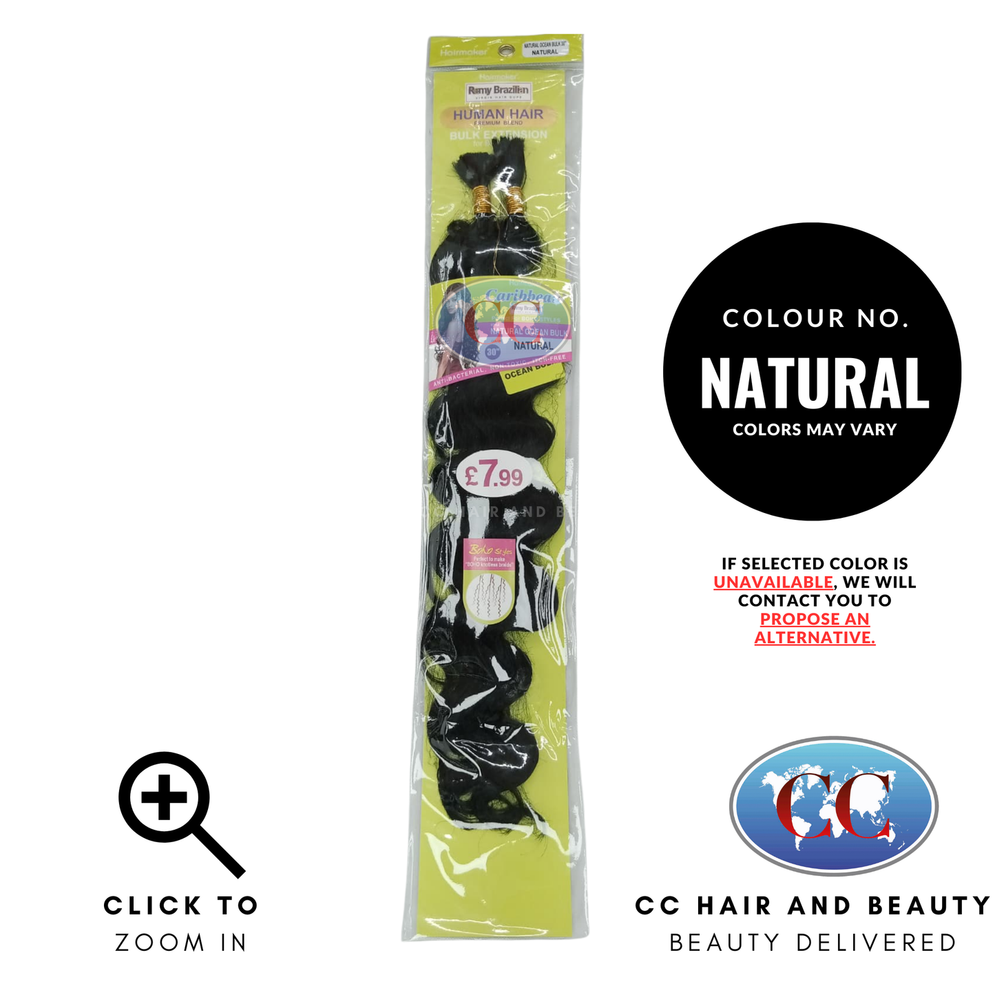 Human Hair Premium Blend-NATURAL OCEAN BULK 30"-Color-NATURAL 