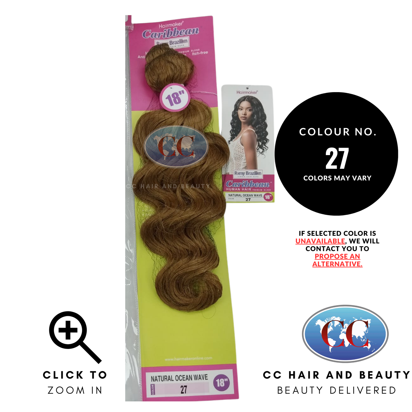 Human Hair Premium Blend-NATURAL OCEAN WAVE 18"-Color-27