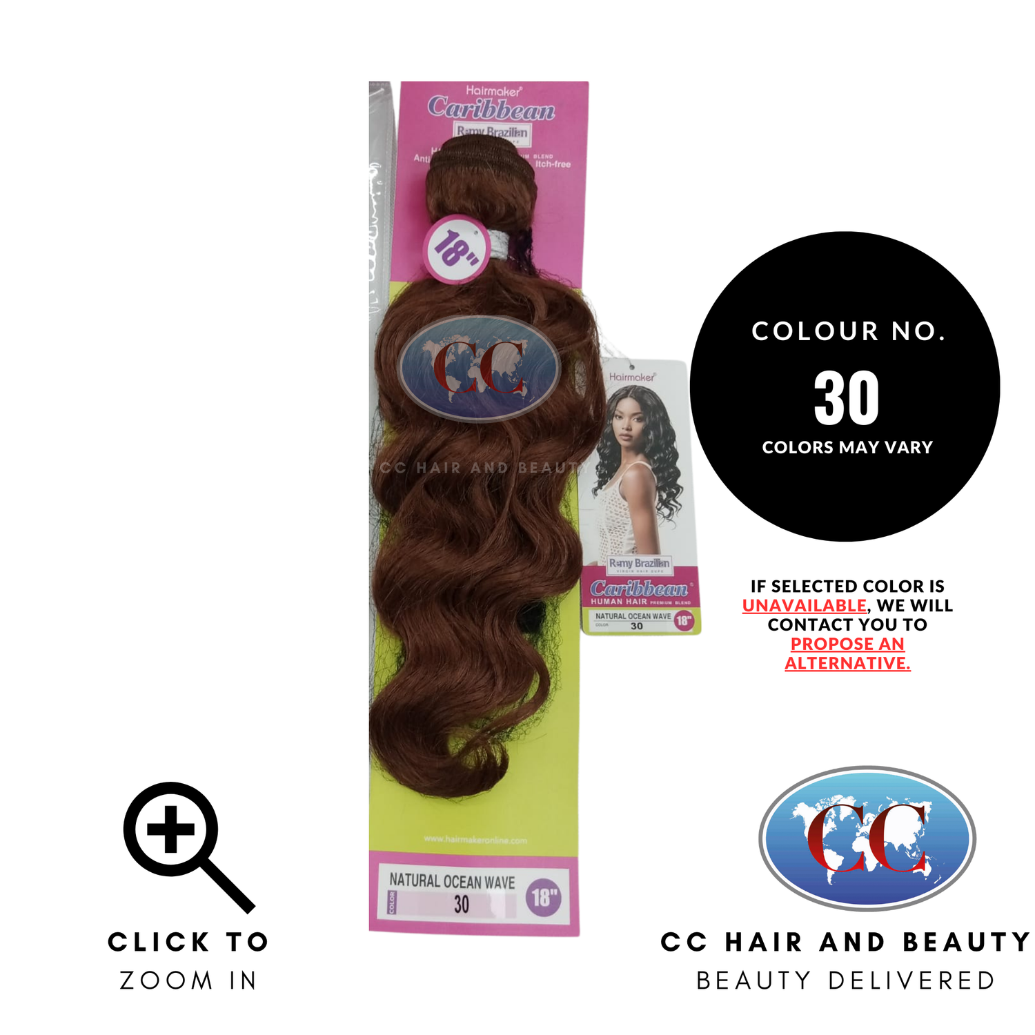 Human Hair Premium Blend-NATURAL OCEAN WAVE 18"-Color-30