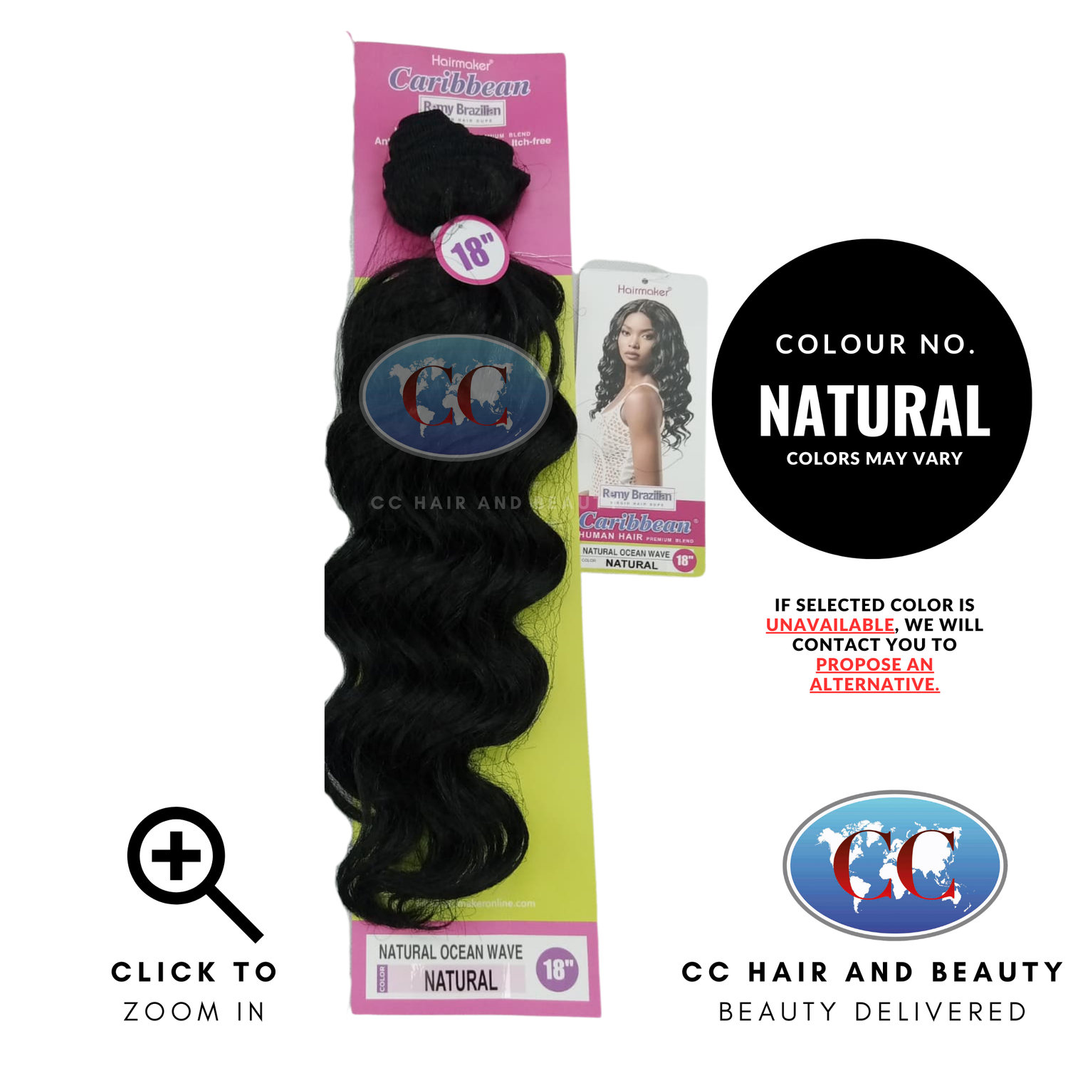 Human Hair Premium Blend-NATURAL OCEAN WAVE 18"-Color-NATURAL 