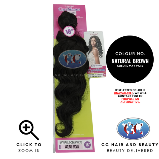 Human Hair Premium Blend-NATURAL OCEAN WAVE 18"-Color-NATURAL BROWN