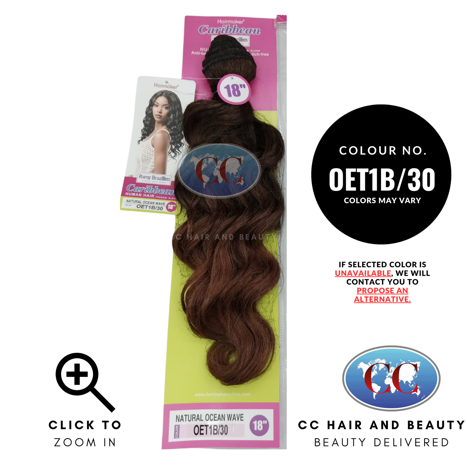 Human Hair Premium Blend-NATURAL OCEAN WAVE 18"-Color-OET1B/30