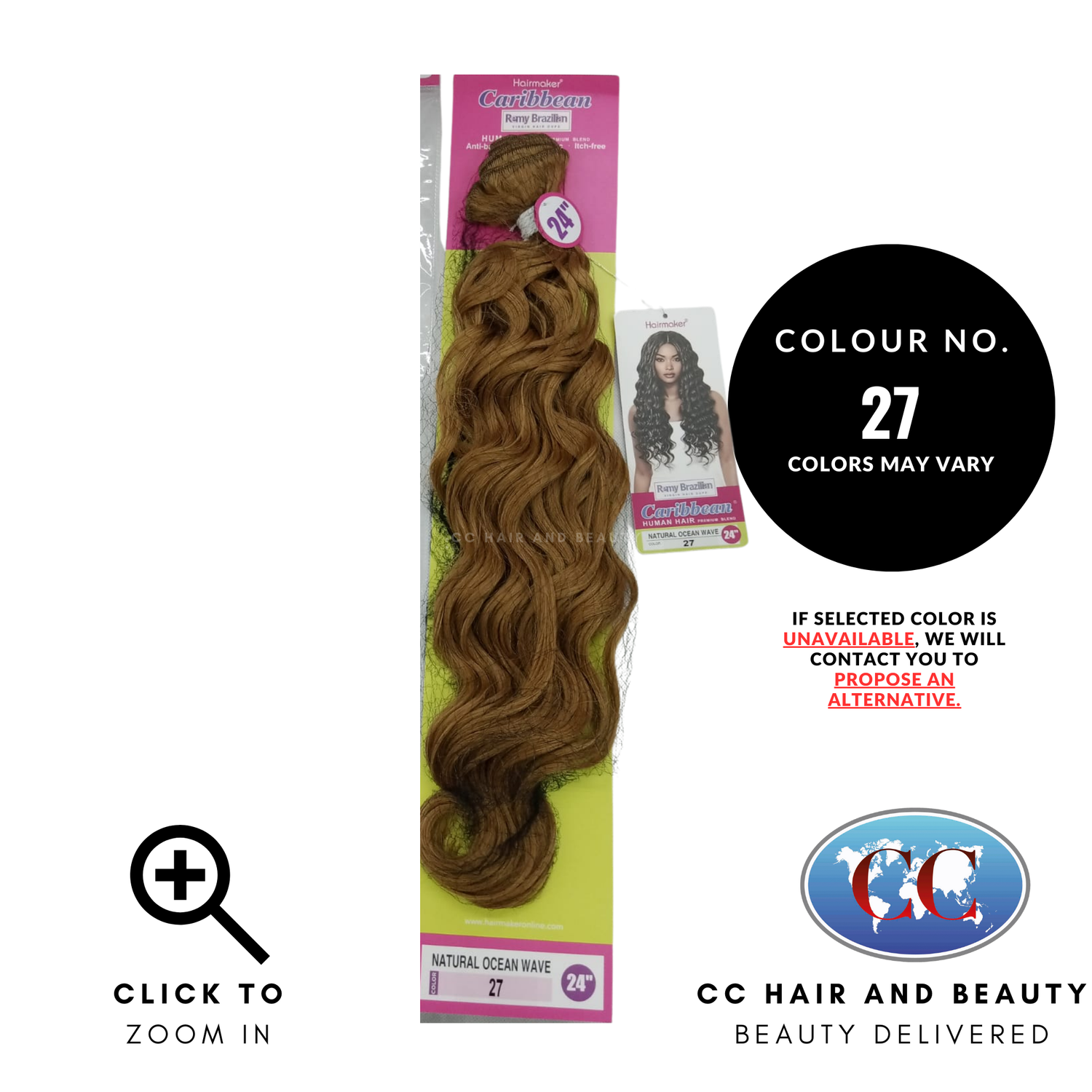 Human Hair Premium Blend-NATURAL OCEAN WAVE 24"-Color-27